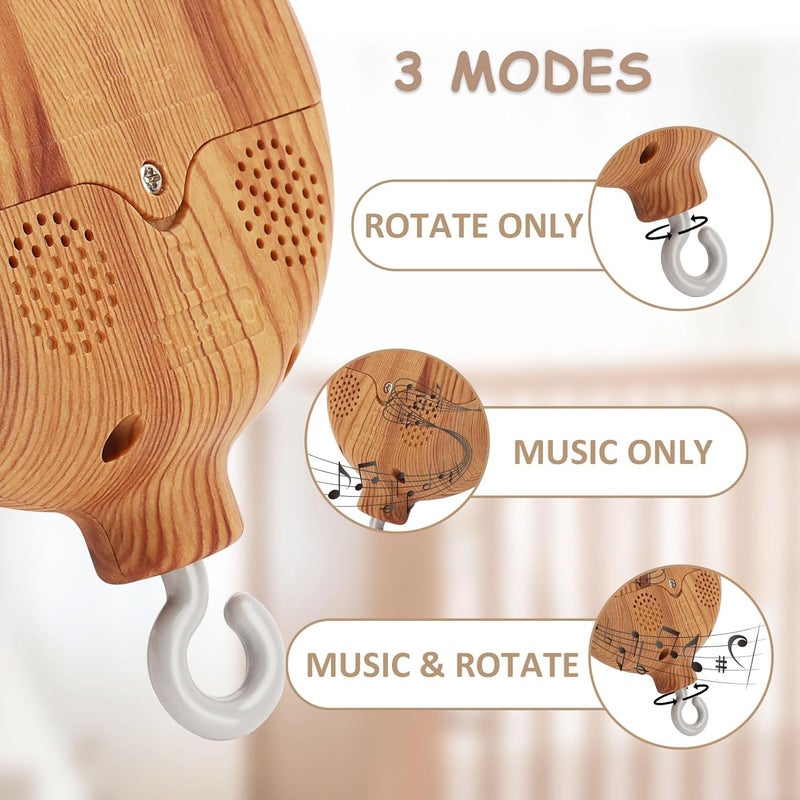 JILPAK Baby Mobile Rotary Music Box Imitation Wood with Rotating Hook Crib Mobile Motor - Image 2